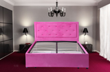 Queen Size Button Tufted Platform Bed Frame/Fabric Upholstered Bed Frame with Adjustable Headboard/Wood Slat