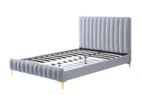 Modern Luxury Design Bedroom Furniture Ply Wood Linen Tufted Queen Size Bed Frame withe Storage Waterproof,Grey