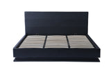 Newly designed King size black faux leather upholstered bed with Led bedroom furniture