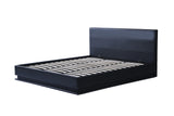 Newly designed King size black faux leather upholstered bed with Led bedroom furniture