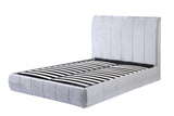 Grey color hot design velvet fabric wood slats upholstered bed lift up storage bed