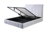 Grey color hot design velvet fabric wood slats upholstered bed lift up storage bed