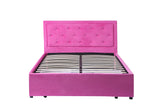 Queen Size Button Tufted Platform Bed Frame/Fabric Upholstered Bed Frame with Adjustable Headboard/Wood Slat