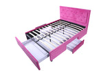 Queen Size Button Tufted Platform Bed Frame/Fabric Upholstered Bed Frame with Adjustable Headboard/Wood Slat