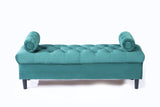 American cloth art bed tail stool modern simple Nordic bedroom sofa，Peacock Green