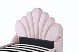 Headboard Fabric King Size Upholstered Storage Bed with Drawer，Pink