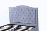 Modern design of the head of a velvet fabric upholstered four drawer storage bed