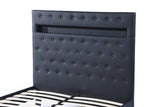 prado leather bed High Headboard Design led black pu fabric soft bed frame