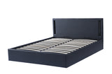 Hot sell new design LED storage bed frame PU lift up black grey fabric bed with drawers