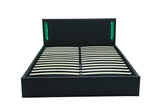 Hot sell new design LED storage bed frame PU lift up black grey fabric bed with drawers