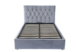 Upholstered Gas Lift Storage Bed Frame Grey Bed Fabric Bedroom Pine Wood Storage Soft Bed