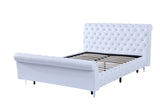 Soft wooden slats platform bed frame with button queen double king size cama PU leather fabric，White bedroom home furniture set