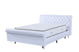 Soft wooden slats platform bed frame with button queen double king size cama PU leather fabric，White bedroom home furniture set